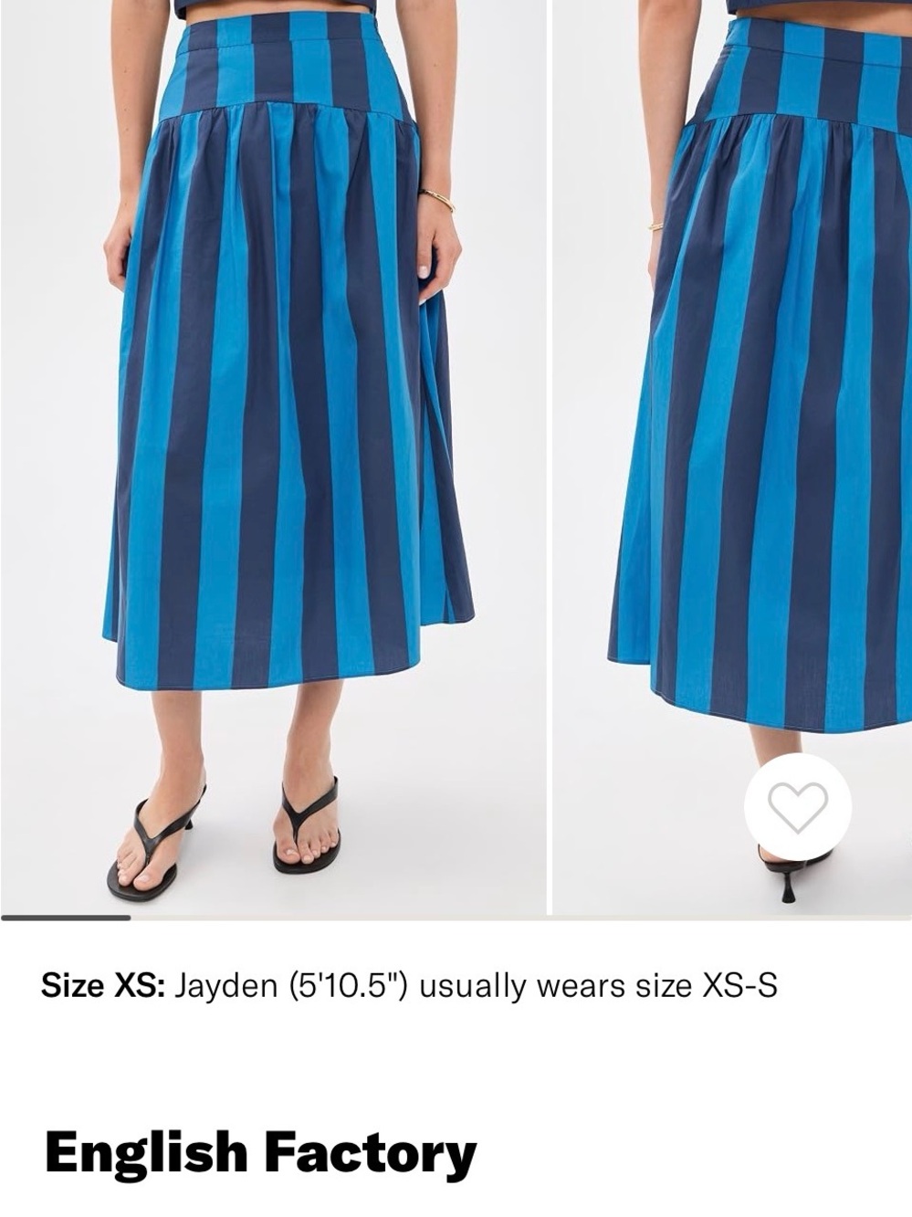 English Factory Blue Striped Midi Skirt - xs